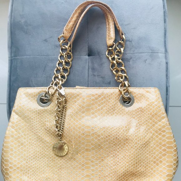 Stuart Weitzman embossed honey leather with gold - Picture 1 of 8